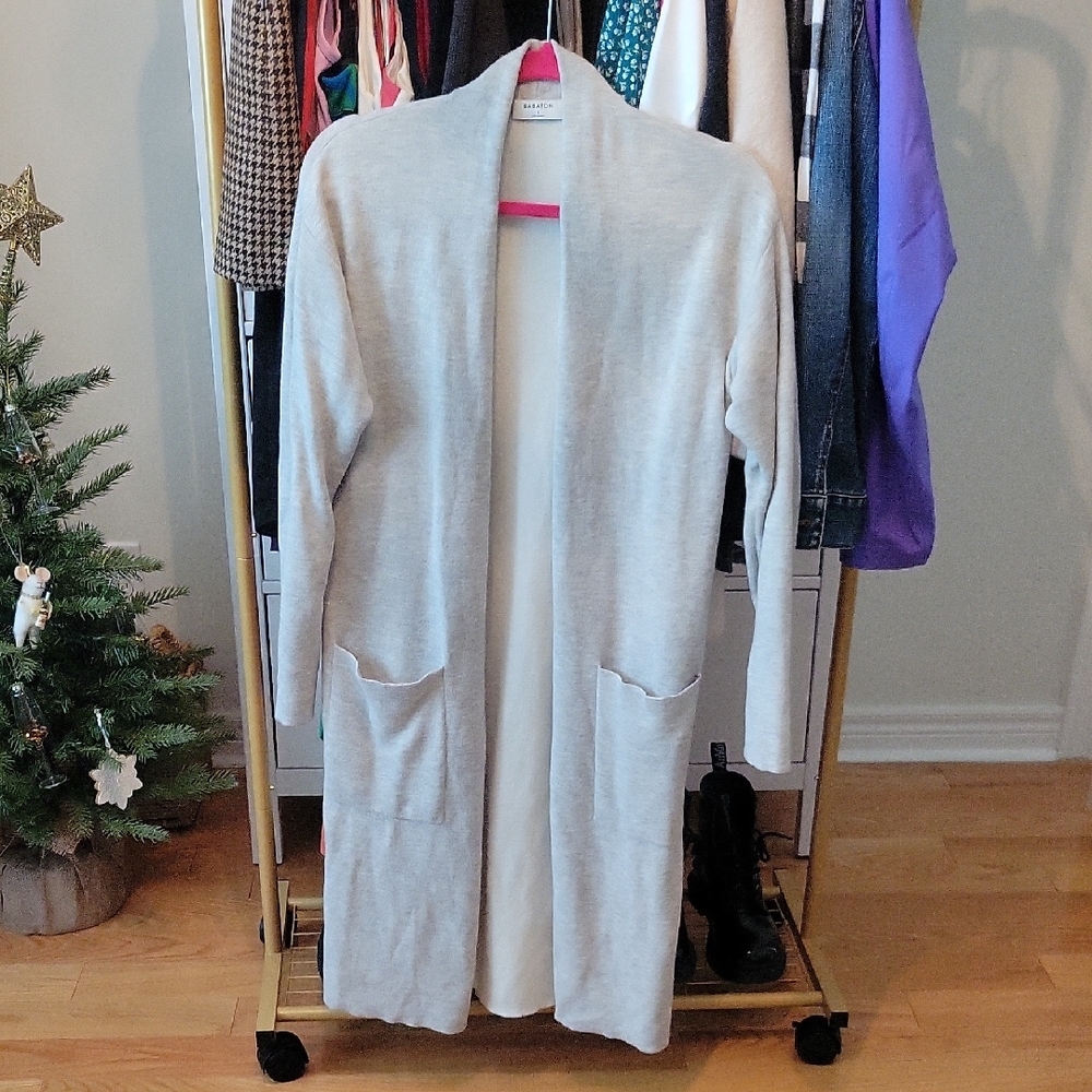 Babaton Gray Cardigan Sweater Open-Front